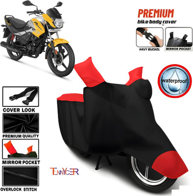 TENNYCER Waterproof Two Wheeler Cover for Hero(Glamour, Red, Black)