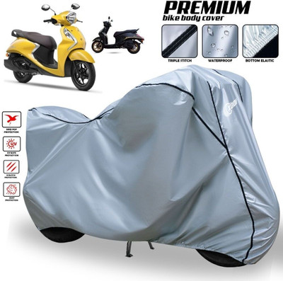 xodi Waterproof Two Wheeler Cover for Yamaha(Fascino 125, Silver, Black)