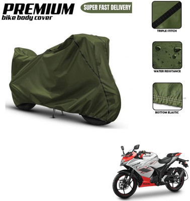 Love Me Two Wheeler Cover for Suzuki(Gixxer SF, Green, Black)