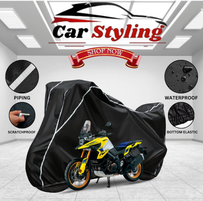 OliverX Waterproof Two Wheeler Cover for Suzuki(V Strom 650, Black, White)