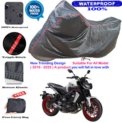 OliverX Waterproof Two Wheeler Cover for Yamaha(MT 9, Black, Red)