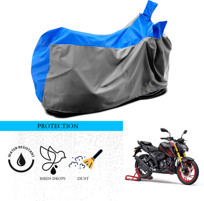 ANTHUB Waterproof Two Wheeler Cover for TVS(Apache RTR 200 4V, Grey, Blue)