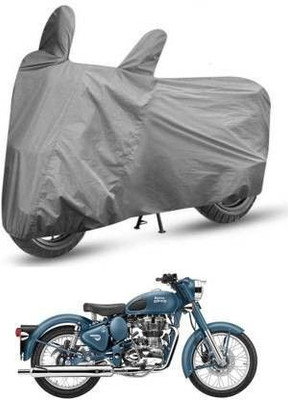 DeepShakshi AUTOMOTIVE Waterproof Two Wheeler Cover for Royal Enfield(Bullet 500, Grey)
