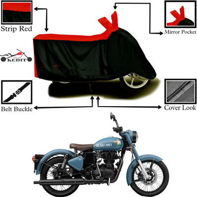 KEDIT Two Wheeler Cover for Royal Enfield(Classic 350 Signals, Red, Black)