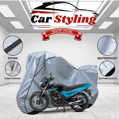Car Styling Waterproof Two Wheeler Cover for Hero(Glamour BS6, Silver, Black)