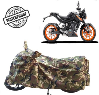 ROYAL AUTO MART Waterproof Two Wheeler Cover for KTM(200 Duke, Green, Multicolor)