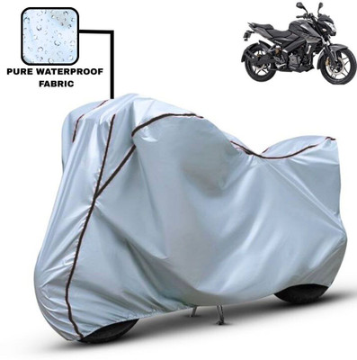 Delphinium Waterproof Two Wheeler Cover for Bajaj(Pulsar NS 200, Silver, Black)