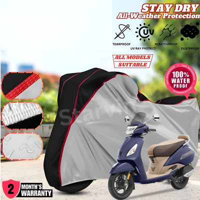 Starvin Waterproof Two Wheeler Cover for TVS(Jupiter, Silver)