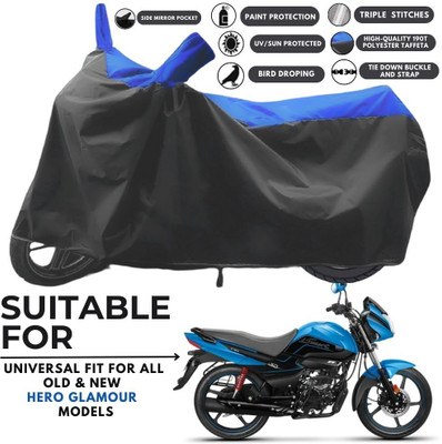 MADAFIYA Two Wheeler Cover for Hero(Glamour Programmed FI, Black, Blue)