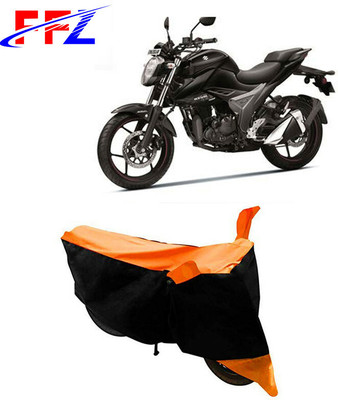 FFZ Waterproof Two Wheeler Cover for Suzuki(Gixxer, Black, Orange)