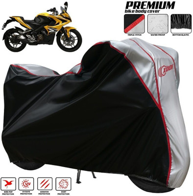 xodi Waterproof Two Wheeler Cover for Bajaj(Pulsar RS200 BS6, Silver, Black)