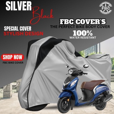 AUTOCAD Waterproof Two Wheeler Cover for Yamaha(Fascino, Black, Silver)