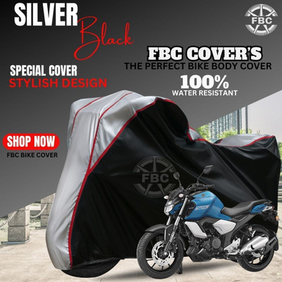 FBC Waterproof Two Wheeler Cover for Yamaha(FZ FI, Black, Silver)