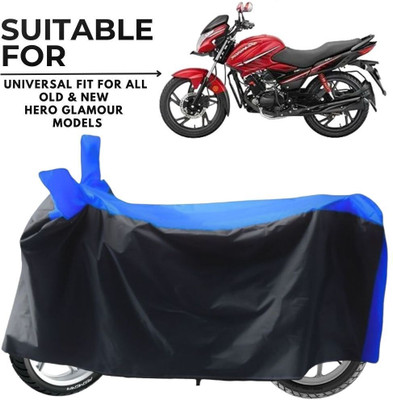ZAQE Two Wheeler Cover for Hero(Glamour i3s BS6, Black, Blue)