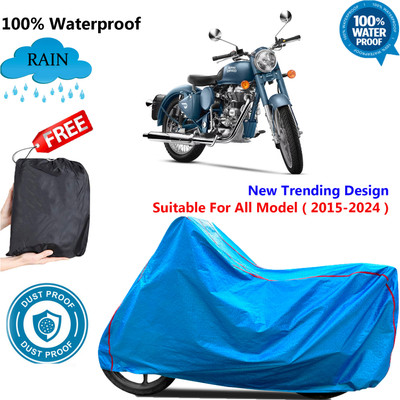 OliverX Waterproof Two Wheeler Cover for Royal Enfield(Classic Squadron, Blue)