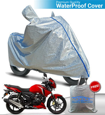 TEASN Waterproof Two Wheeler Cover for TVS(Apache, Silver)