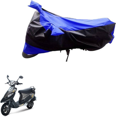 MMSSTAR Waterproof Two Wheeler Cover for TVS(Scooty Pep+, Black, Blue)