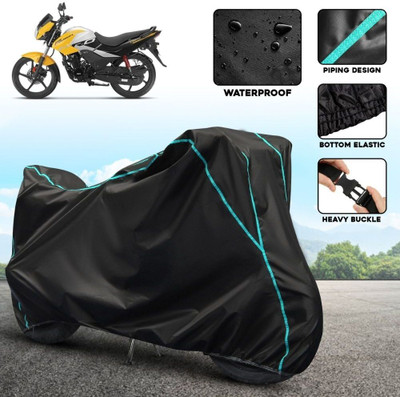 AutoGalaxy Waterproof Two Wheeler Cover for Hero(Passion Pro i3S, Black, Blue)