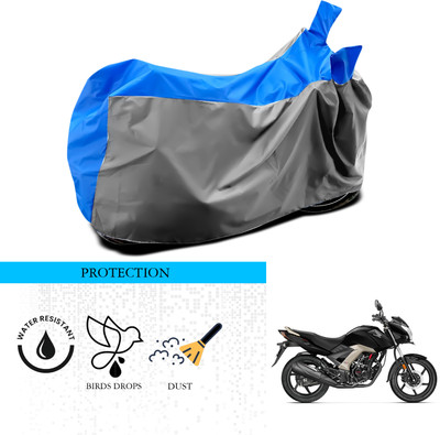 ANTHUB Waterproof Two Wheeler Cover for Honda(CB Unicorn 150, Grey, Blue)