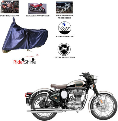 RiderShine Two Wheeler Cover for Royal Enfield(Classic Chrome, Blue)