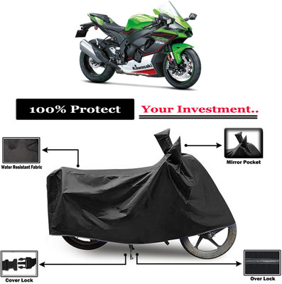 Amexride Two Wheeler Cover for Kawasaki(Ninja ZX 10R, Black)