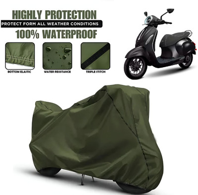 Starvin Waterproof Two Wheeler Cover for Bajaj(Chetak, Green, Black)