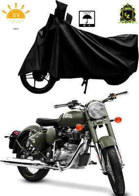 DeepShakshi AUTOMOTIVE Waterproof Two Wheeler Cover for Royal Enfield(Bullet Trials 500, Black)