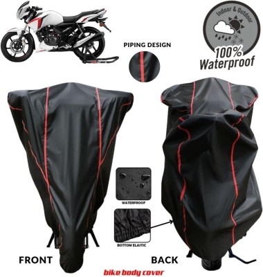 MADAFIYA Two Wheeler Cover for TVS(Apache RTR 160 4V, Black, Red)