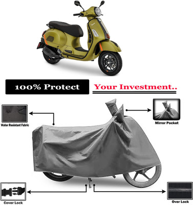 Amexride Two Wheeler Cover for Vespa(GTS 300, Grey)