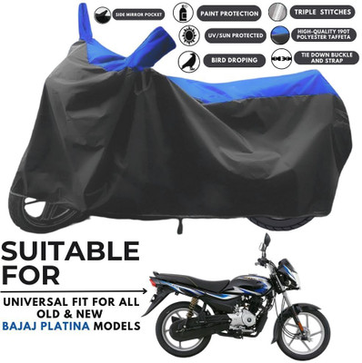 MADAFIYA Two Wheeler Cover for Bajaj(Platina 100 BS6, Black, Blue)
