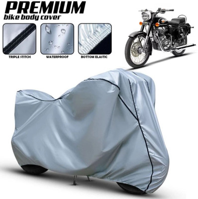 Shiv Kanha Waterproof Two Wheeler Cover for Royal Enfield(Bullet, Silver)