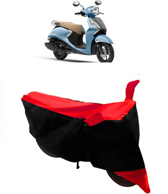 ABORDABLE Two Wheeler Cover for Yamaha(Fascino 125, Black, Red)