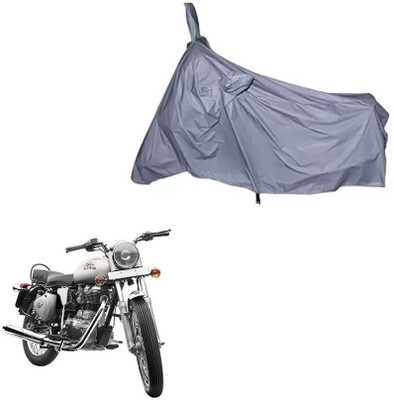 FKOK Waterproof Two Wheeler Cover for Royal Enfield(Bullet 350, Silver)
