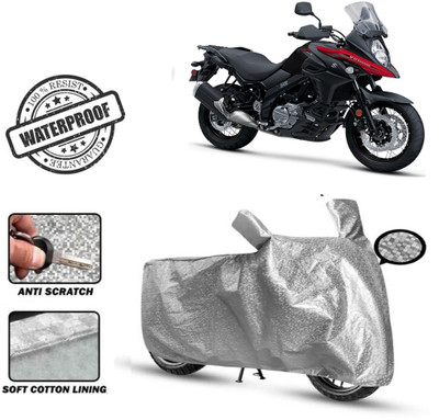 Autoinnovation Waterproof Two Wheeler Cover for Suzuki(V-Strom 650 XT, Silver)