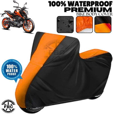 AUTOCAD Waterproof Two Wheeler Cover for KTM(Duke 200, Black, Orange)