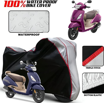 OliverX Waterproof Two Wheeler Cover for TVS(Jupiter, Black, Silver)
