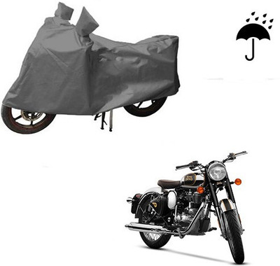 DeepShakshi AUTOMOTIVE Waterproof Two Wheeler Cover for Royal Enfield(Classic Chrome, Grey)