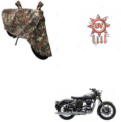 DeepShakshi AUTOMOTIVE Waterproof Two Wheeler Cover for Royal Enfield(Battle Green, Multicolor)