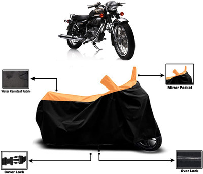 Amexride Two Wheeler Cover for Royal Enfield(Electra Delux, Orange)