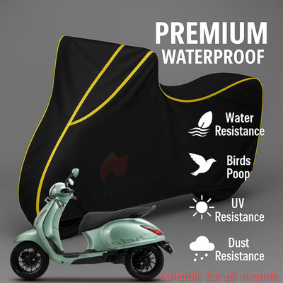 pocket bazar Waterproof Two Wheeler Cover for Bajaj(Chetak, Black, Yellow)