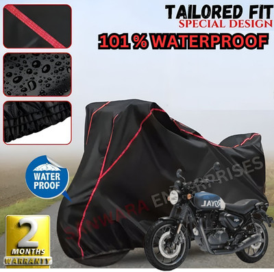 OliverX Waterproof Two Wheeler Cover for Royal Enfield(Bullet 350, Black, Red)