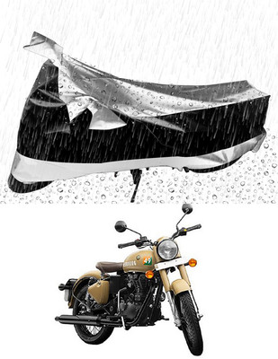 Mdstar Waterproof Two Wheeler Cover for Royal Enfield(350, Silver, Black)