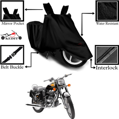 KEDIT Two Wheeler Cover for Royal Enfield(Bullet 500, Black)