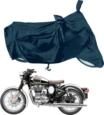 RiderShine Waterproof Two Wheeler Cover for Royal Enfield(Classic Chrome, Black)