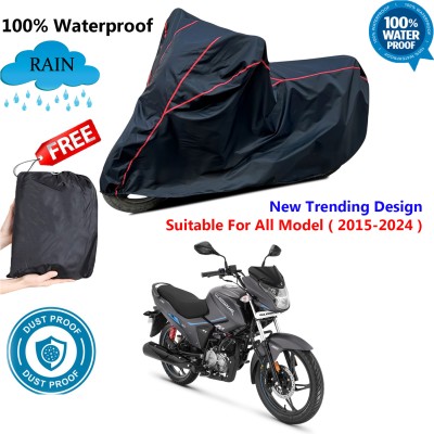 OliverX Waterproof Two Wheeler Cover for Hero(Glamour i3s BS6, Black, Red)