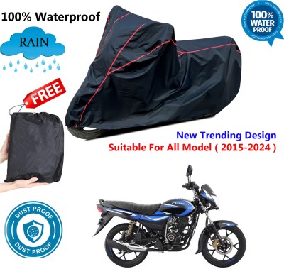 OliverX Waterproof Two Wheeler Cover for Bajaj(Platina 110 H-Gear BS6, Black, Red)