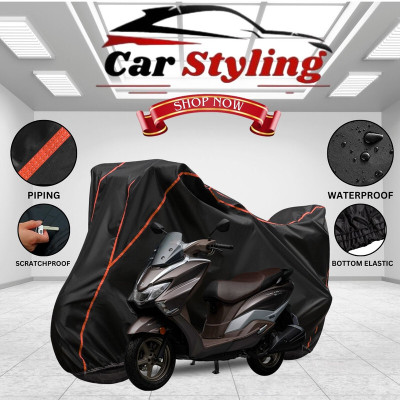 Car Styling Waterproof Two Wheeler Cover for Suzuki(Burgman Street 125, Black, Red)
