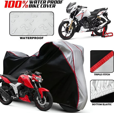 OliverX Waterproof Two Wheeler Cover for TVS(Apache RTR 160, Black, Silver)