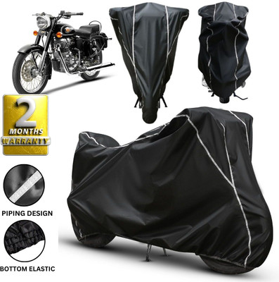 Car Styling Waterproof Two Wheeler Cover for Royal Enfield(Bullet 350, Black, White)