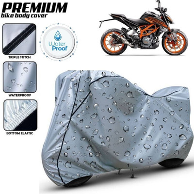 Delphinium Waterproof Two Wheeler Cover for KTM(250 Duke, Silver, Black)